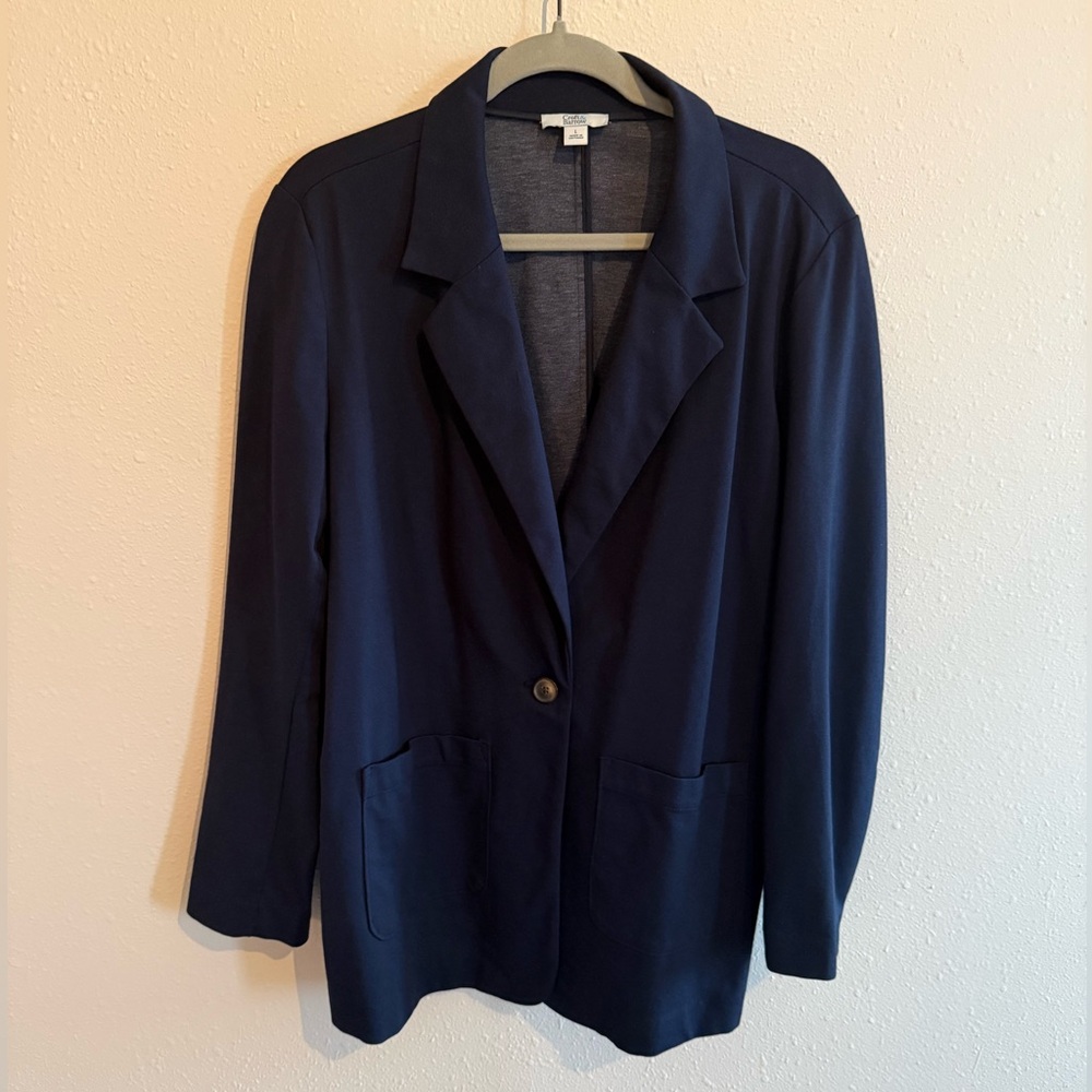 croft & barrow Navy Single-Button Blazer Jacket